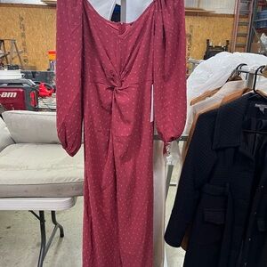 Elegant Burgundy Long-Sleeve Jumpsuit